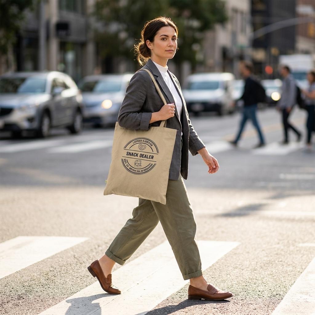 "Snack Dealer" Retro Badge Canvas Tote Bag - Personalized - Zoia Books