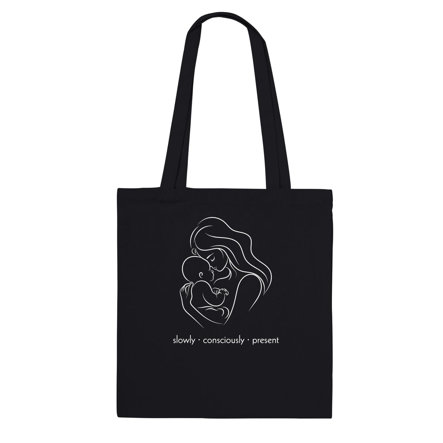 "Slow Mama" Organic Cotton Tote - Minimalist Line Art Design - Zoia Books
