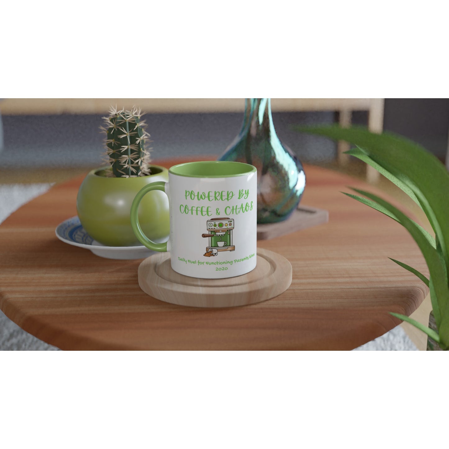 "Powered by Coffee & Chaos" Retro Ceramic Mug - 11oz - Zoia Books