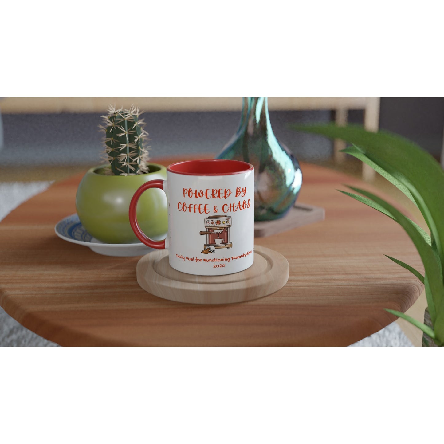"Powered by Coffee & Chaos" Retro Ceramic Mug - 11oz - Zoia Books