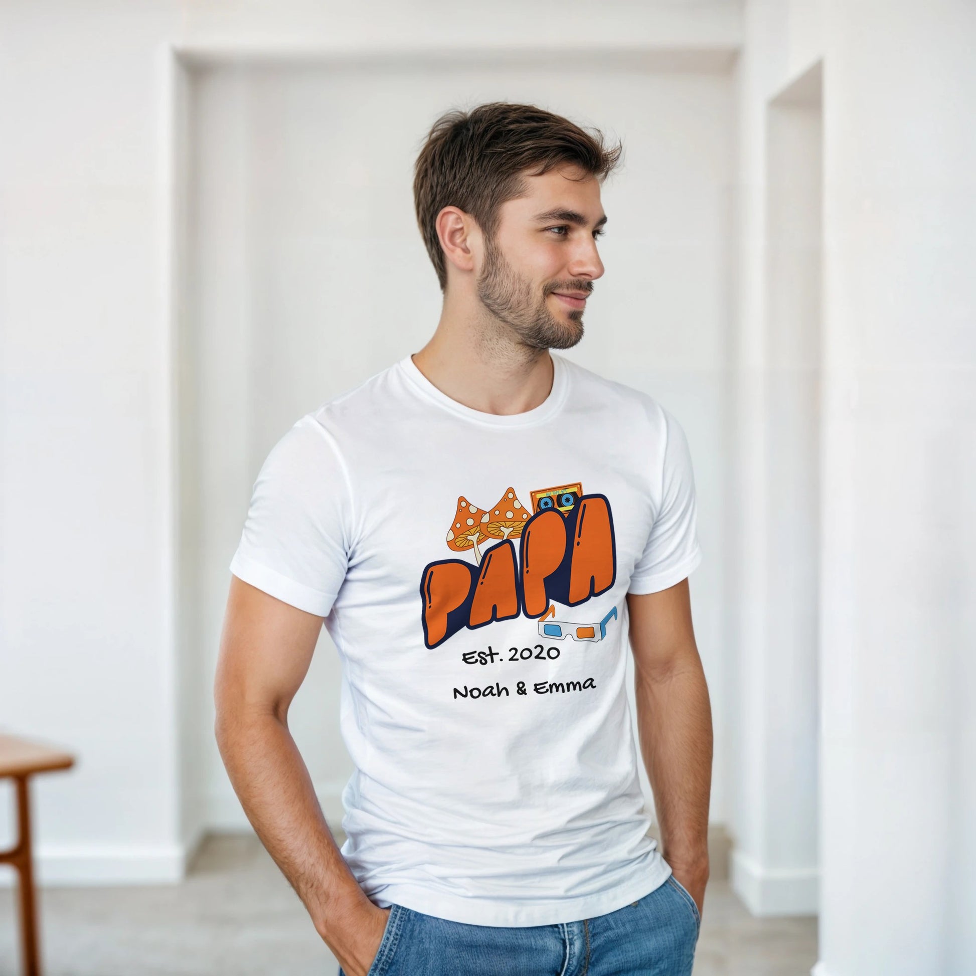"Papa Est. [Year]" Personalized Retro T-Shirt - Father's Day Gift - Zoia Books