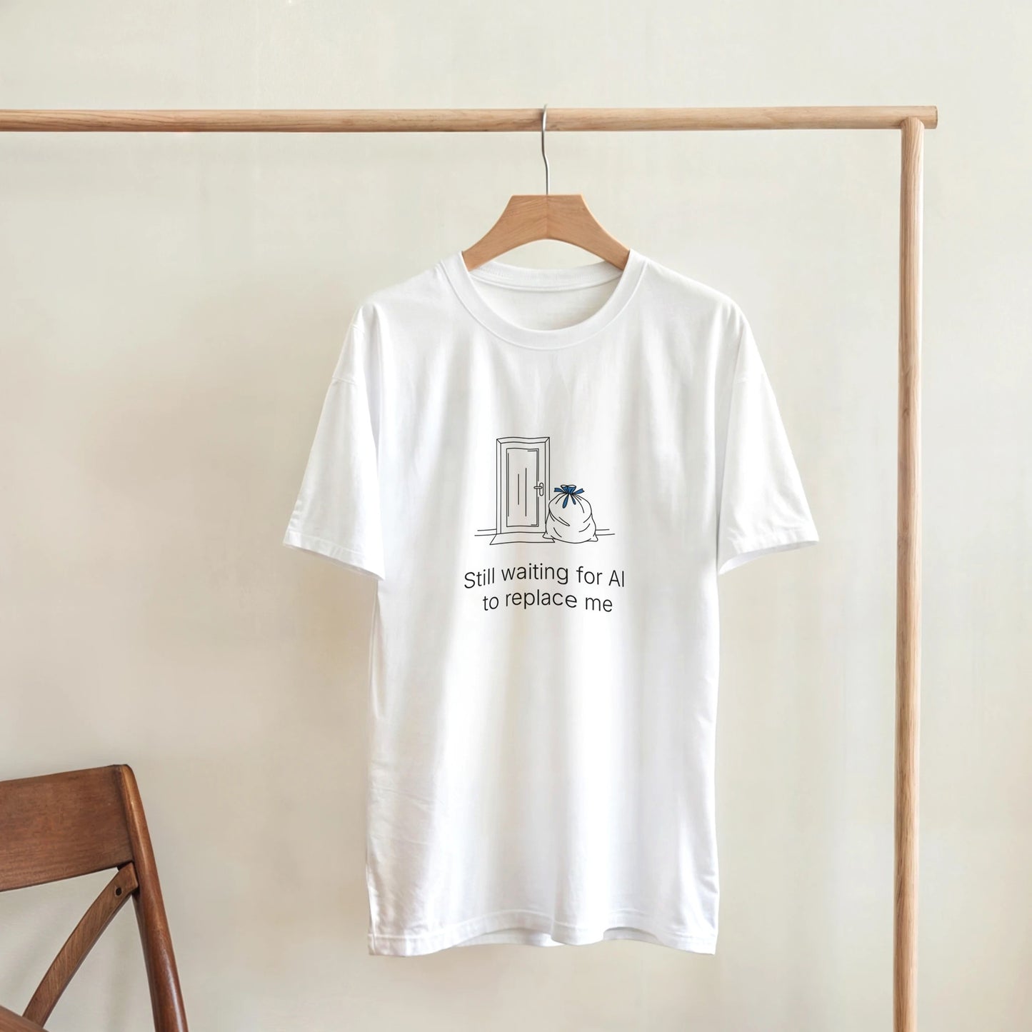 Still Waiting for AI to Replace Me T-Shirt - Trash Edition - Zoia Books