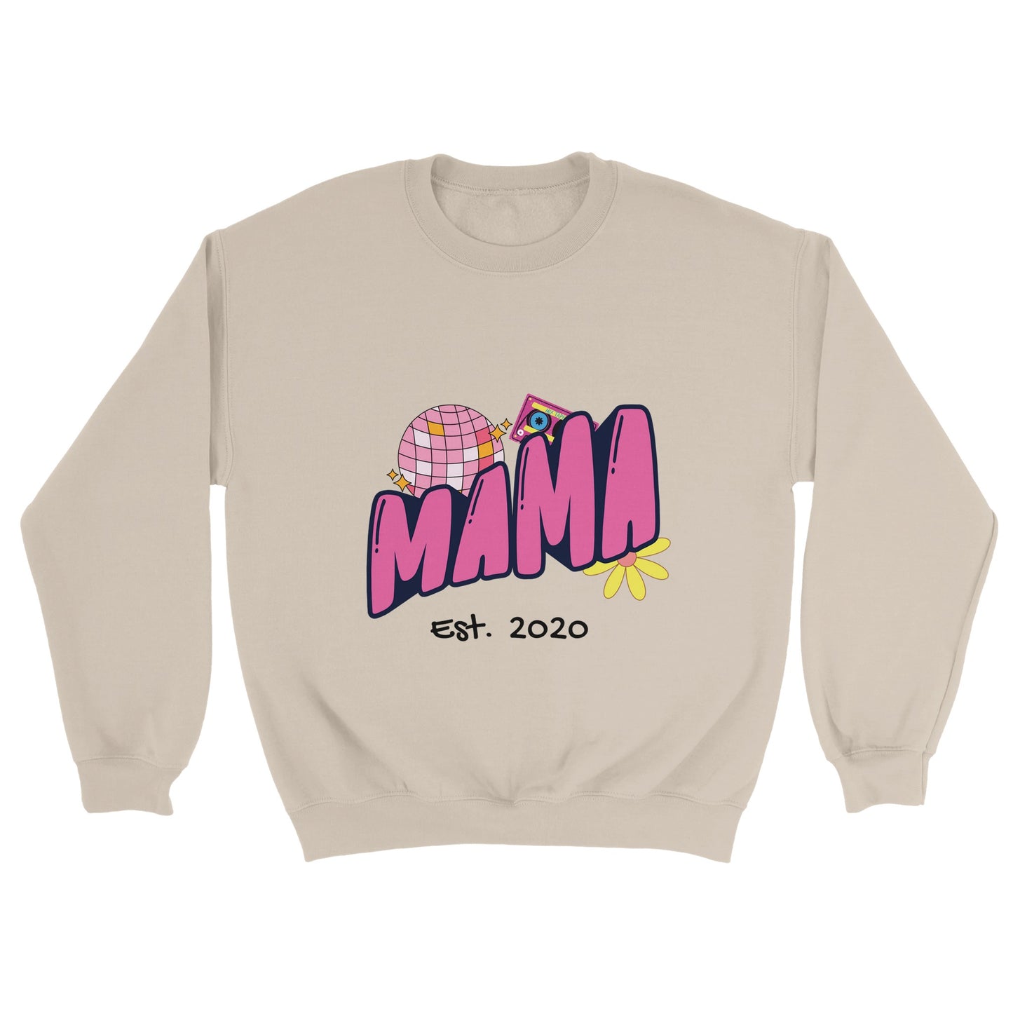 Personalized Mama Est. Sweatshirt - Custom Year, Retro 70s - Zoia Books