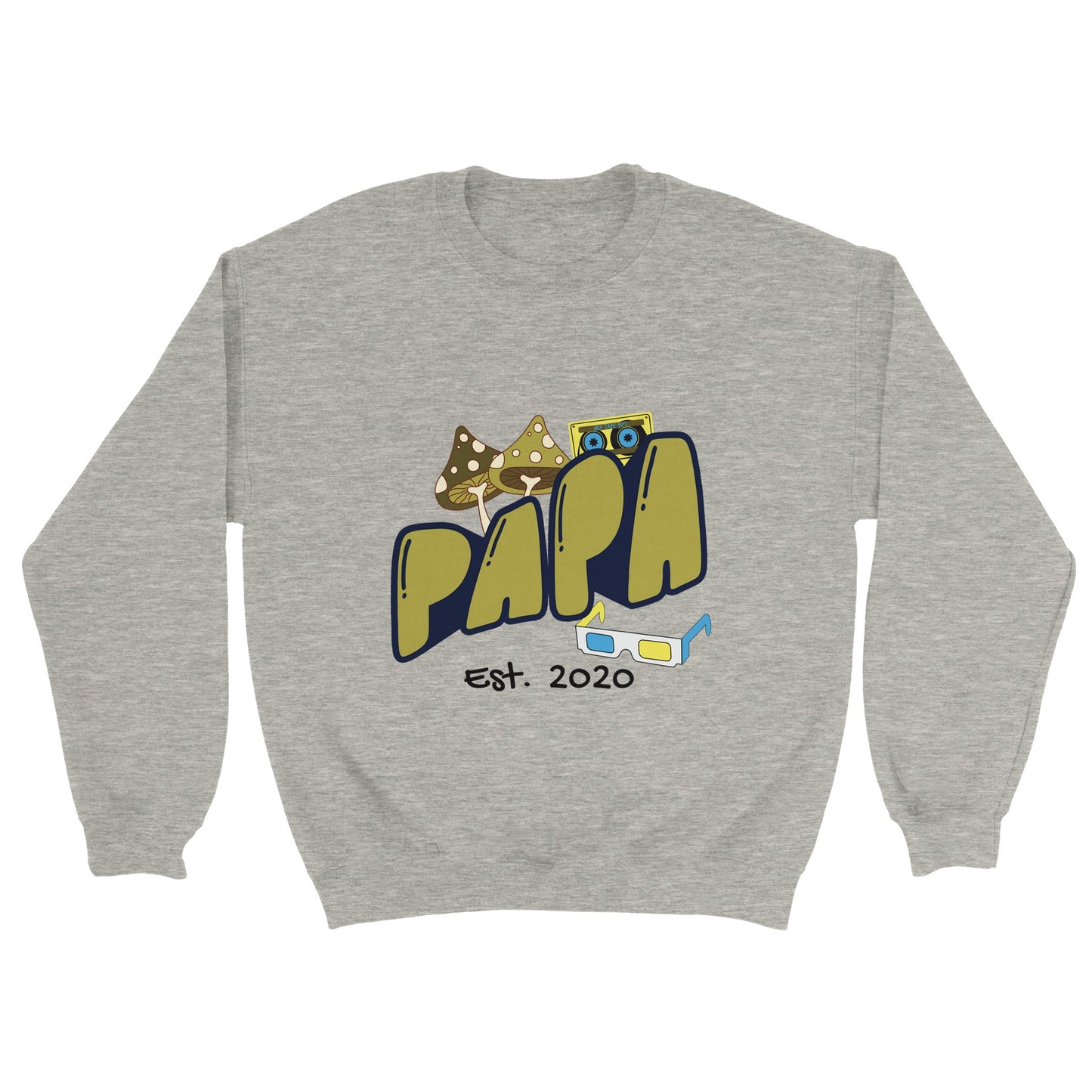 Personalized Papa Est. Sweatshirt - Custom Year, Retro 70s - Zoia Books