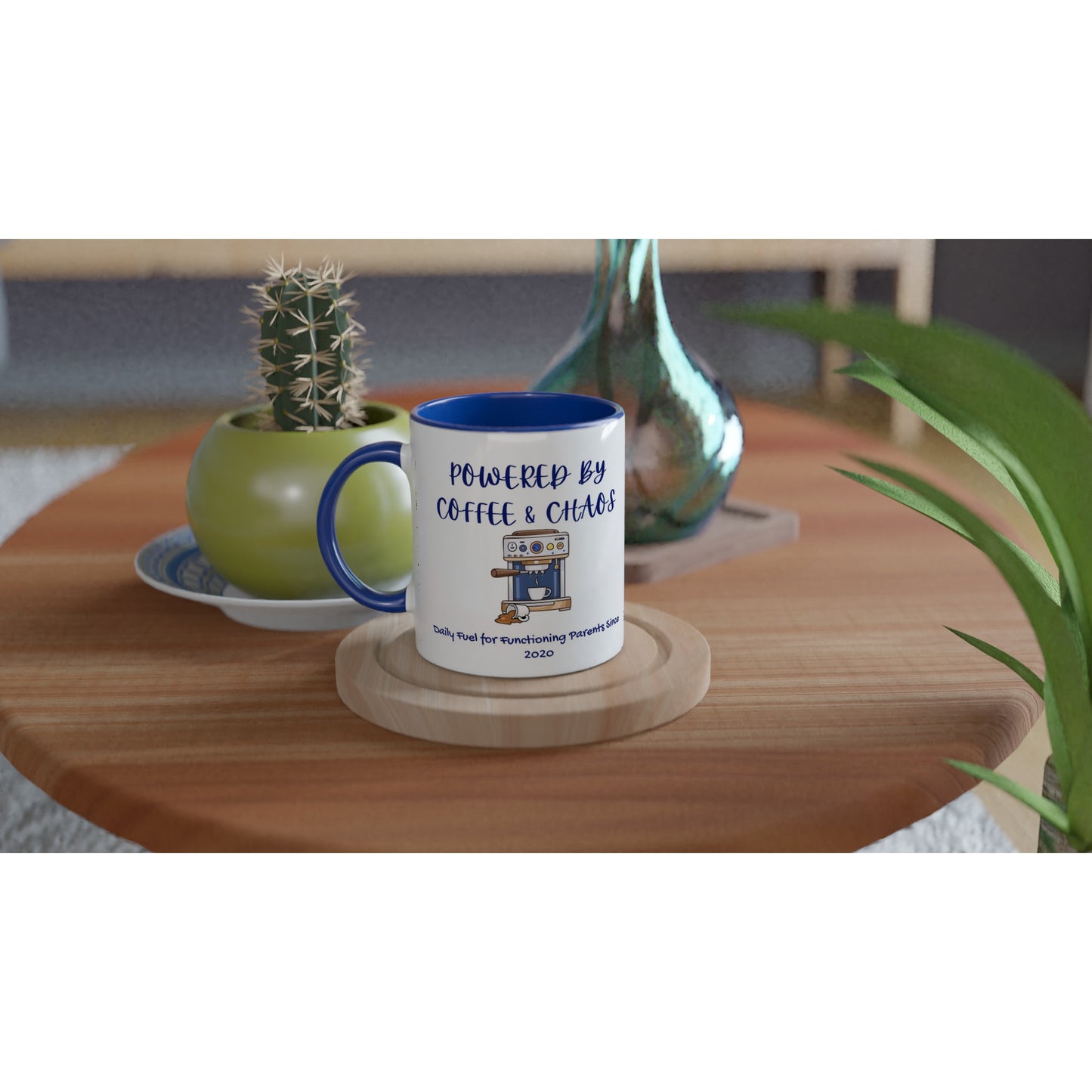 "Powered by Coffee & Chaos" Retro Ceramic Mug - 11oz - Zoia Books