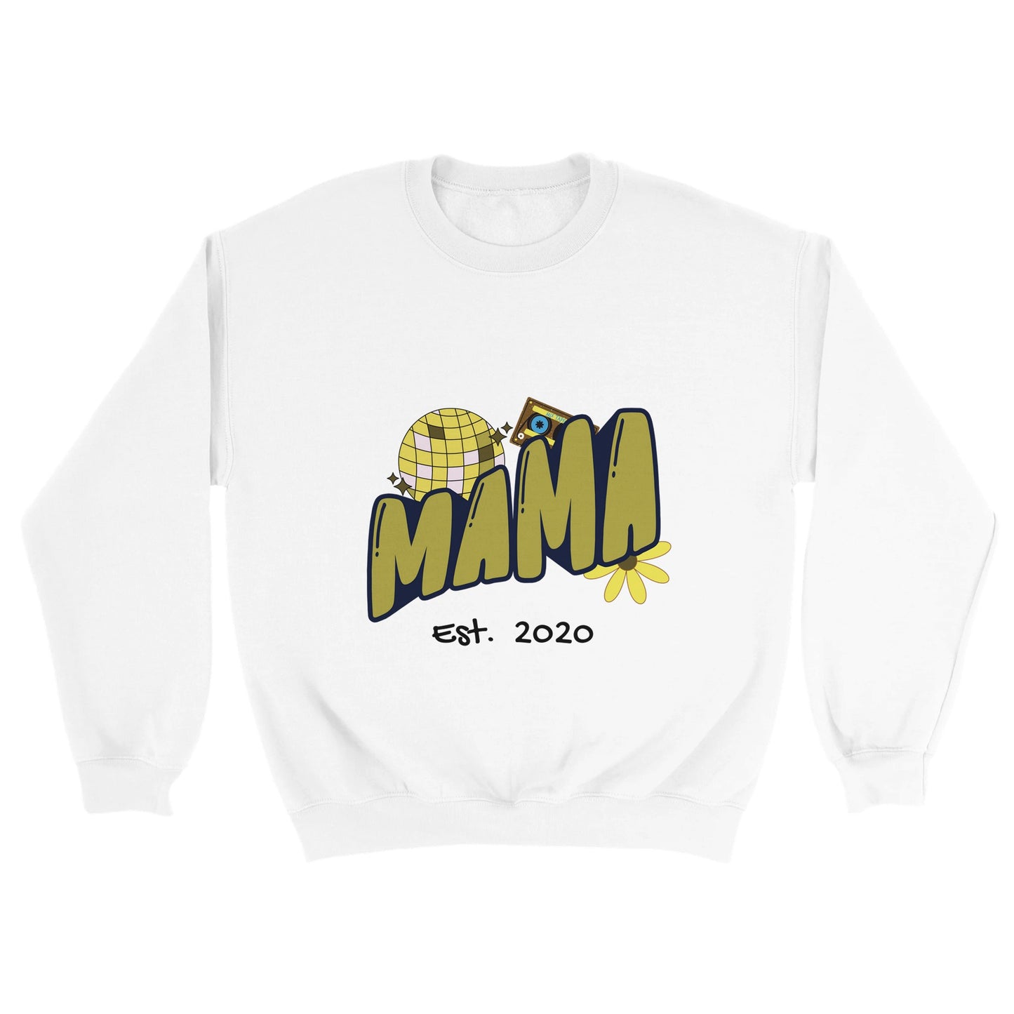 Personalized Mama Est. Sweatshirt - Custom Year, Retro 70s - Zoia Books