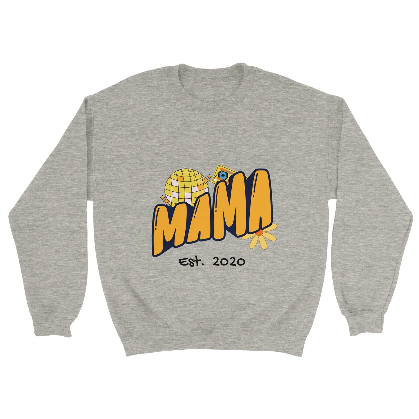 Personalized Mama Est. Sweatshirt - Custom Year, Retro 70s - Zoia Books