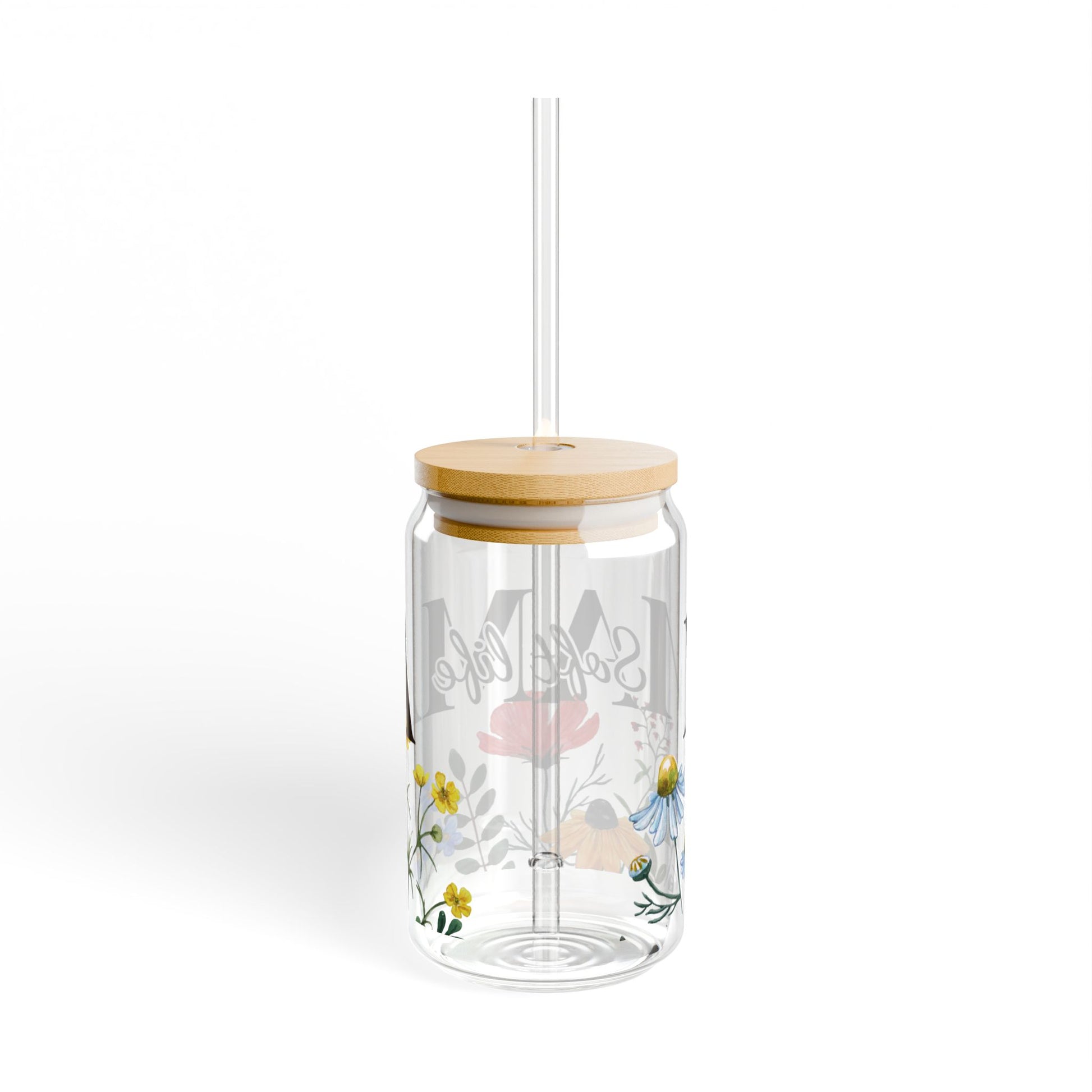 "Soft Life Mama" Wildflower Sipper Glass — 16oz Glass Tumbler - Zoia Books