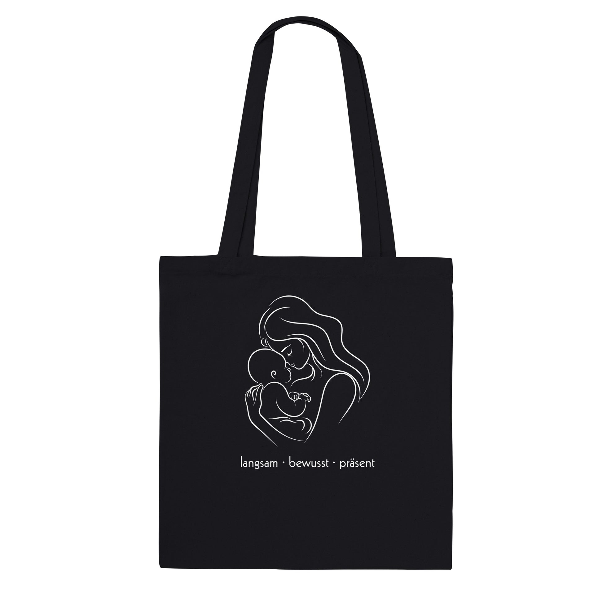 "Slow Mama" Organic Cotton Tote - Minimalist Line Art Design - Zoia Books
