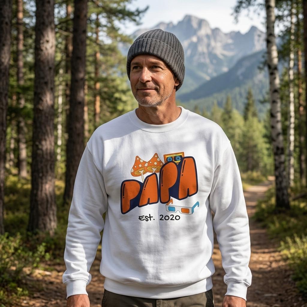 Personalized Papa Est. Sweatshirt - Custom Year, Retro 70s - Zoia Books
