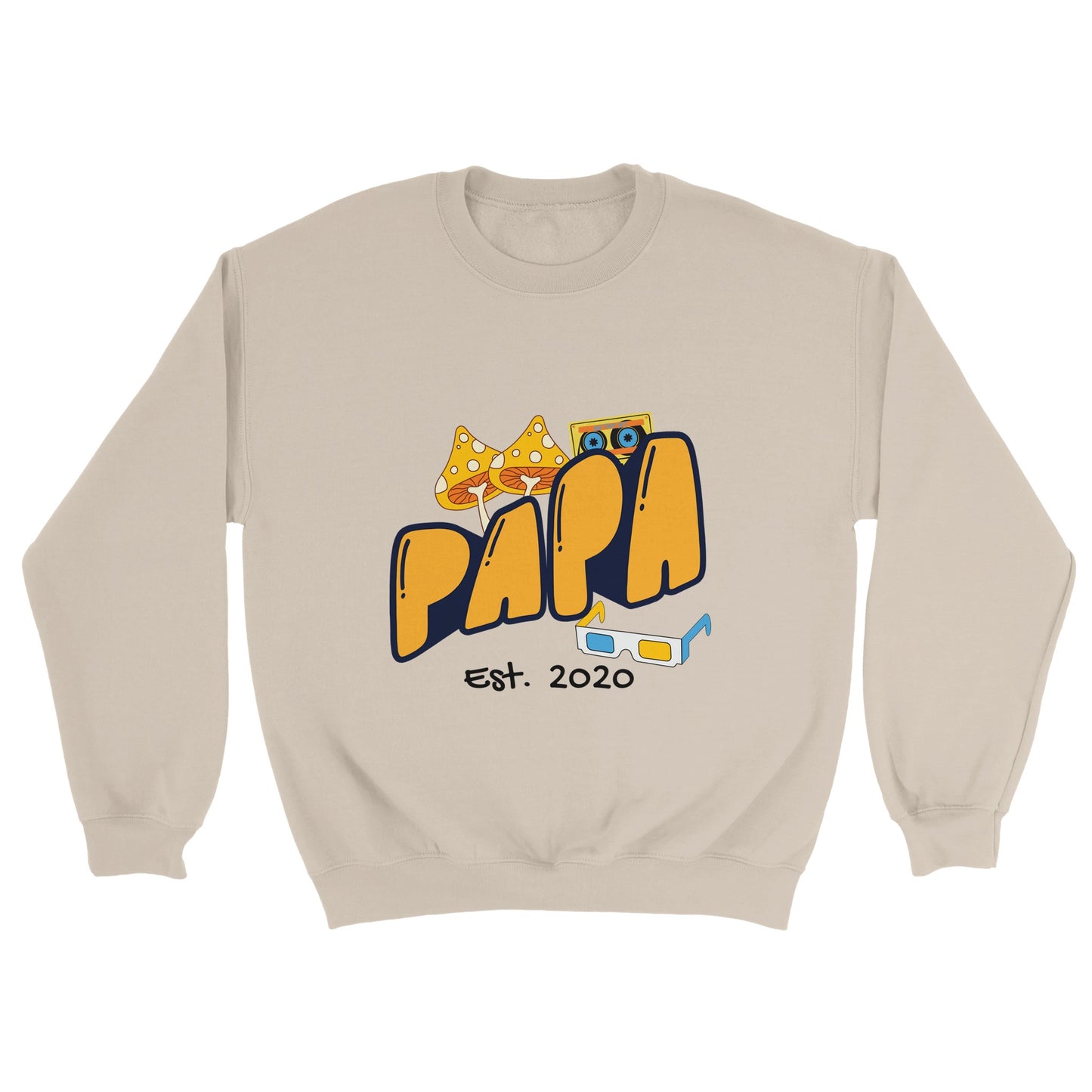 Personalized Papa Est. Sweatshirt - Custom Year, Retro 70s - Zoia Books