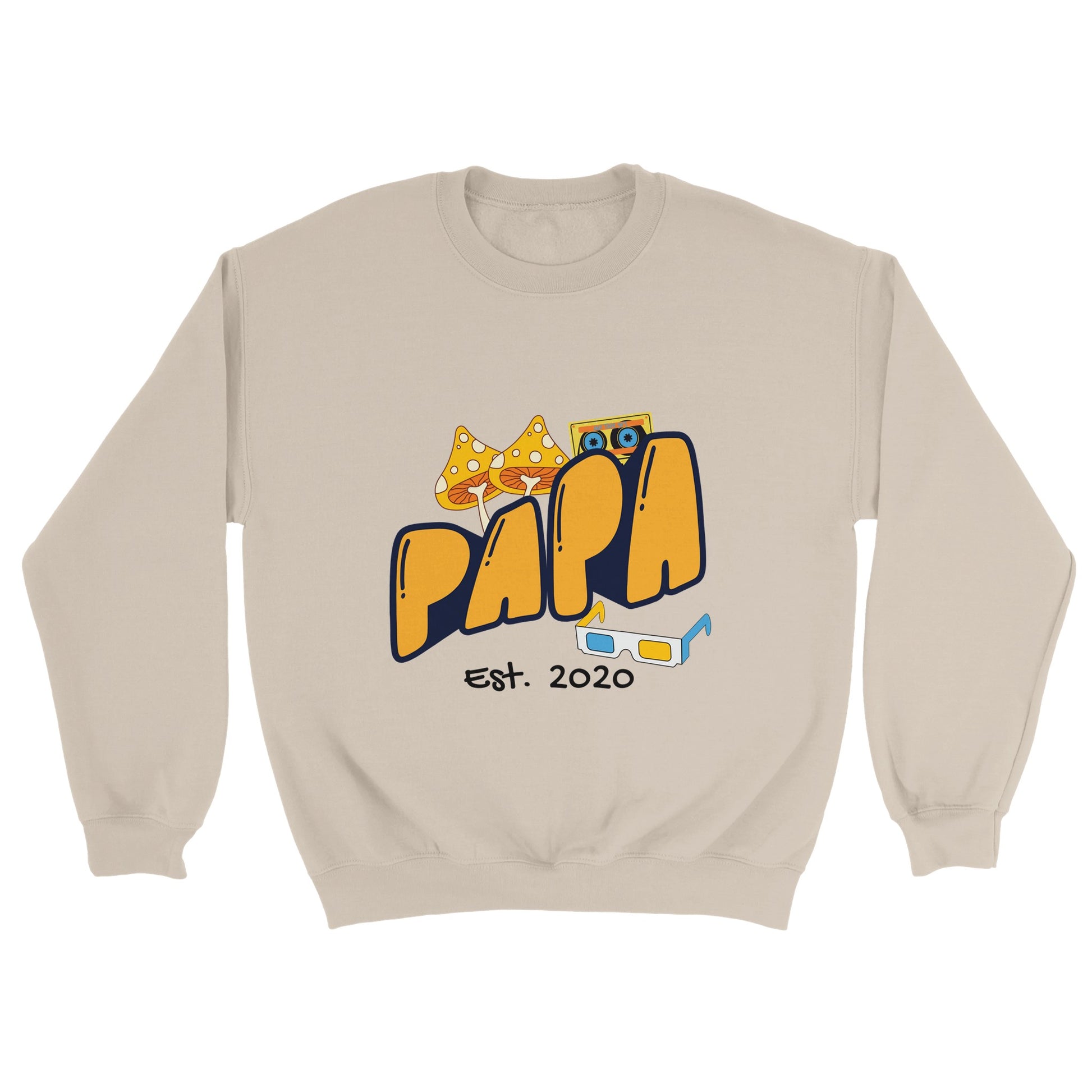 Personalized Papa Est. Sweatshirt - Custom Year, Retro 70s - Zoia Books