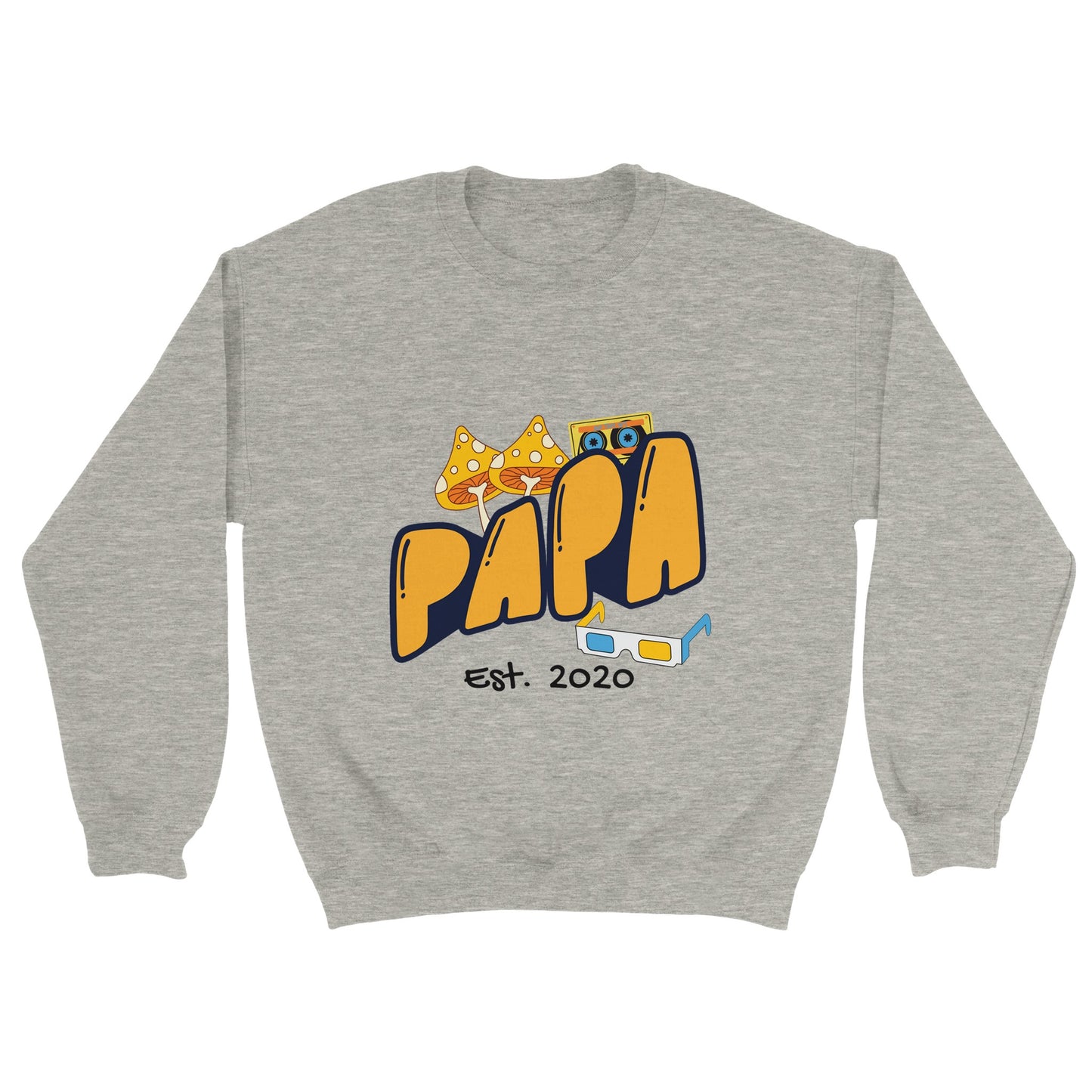 Personalized Papa Est. Sweatshirt - Custom Year, Retro 70s - Zoia Books