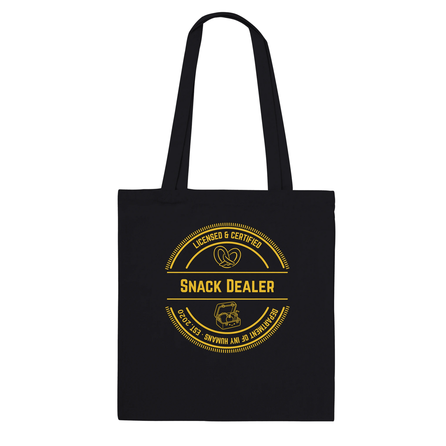 "Snack Dealer" Retro Badge Canvas Tote Bag - Personalized - Zoia Books
