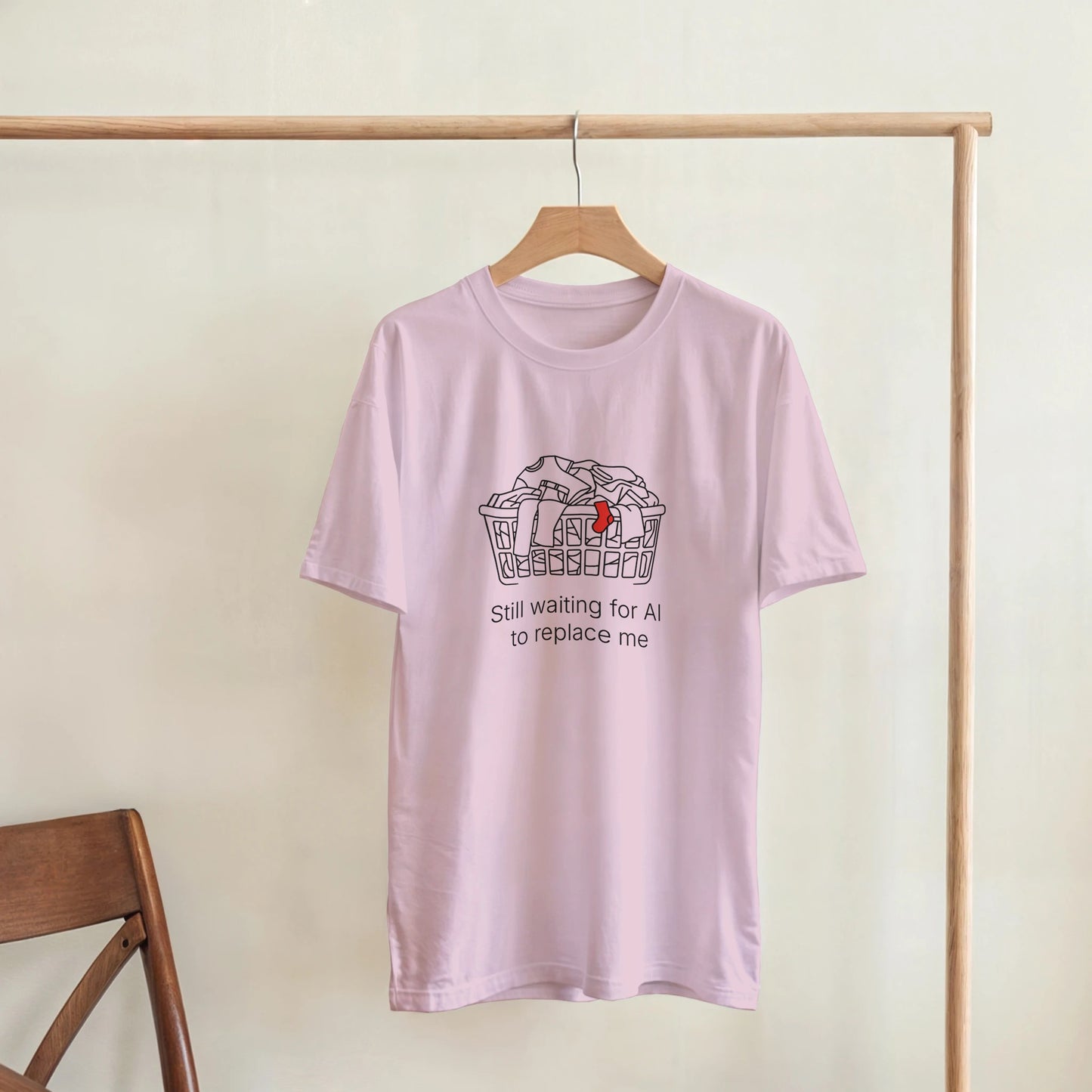 Still Waiting for AI to Replace Me T-Shirt - Laundry Edition - Zoia Books