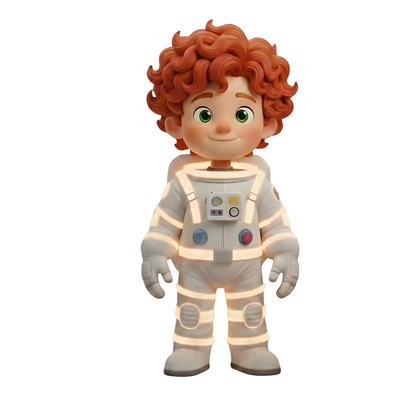A boy with curly red hair