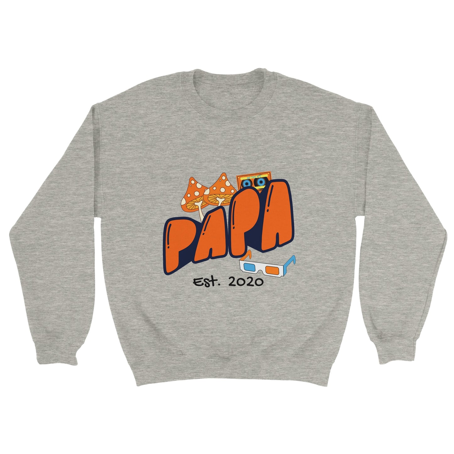 Personalized Papa Est. Sweatshirt - Custom Year, Retro 70s - Zoia Books
