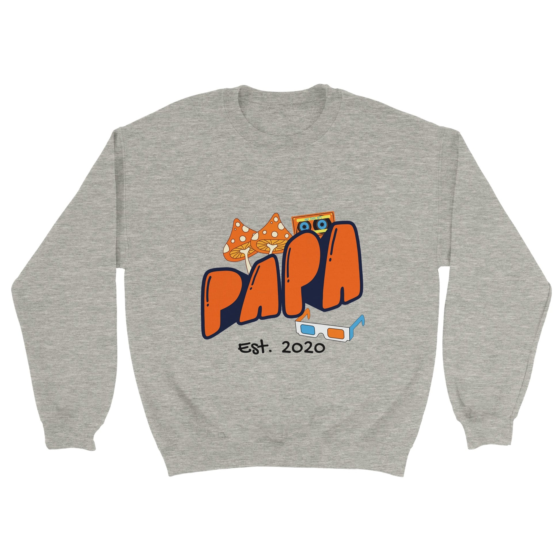 Personalized Papa Est. Sweatshirt - Custom Year, Retro 70s - Zoia Books