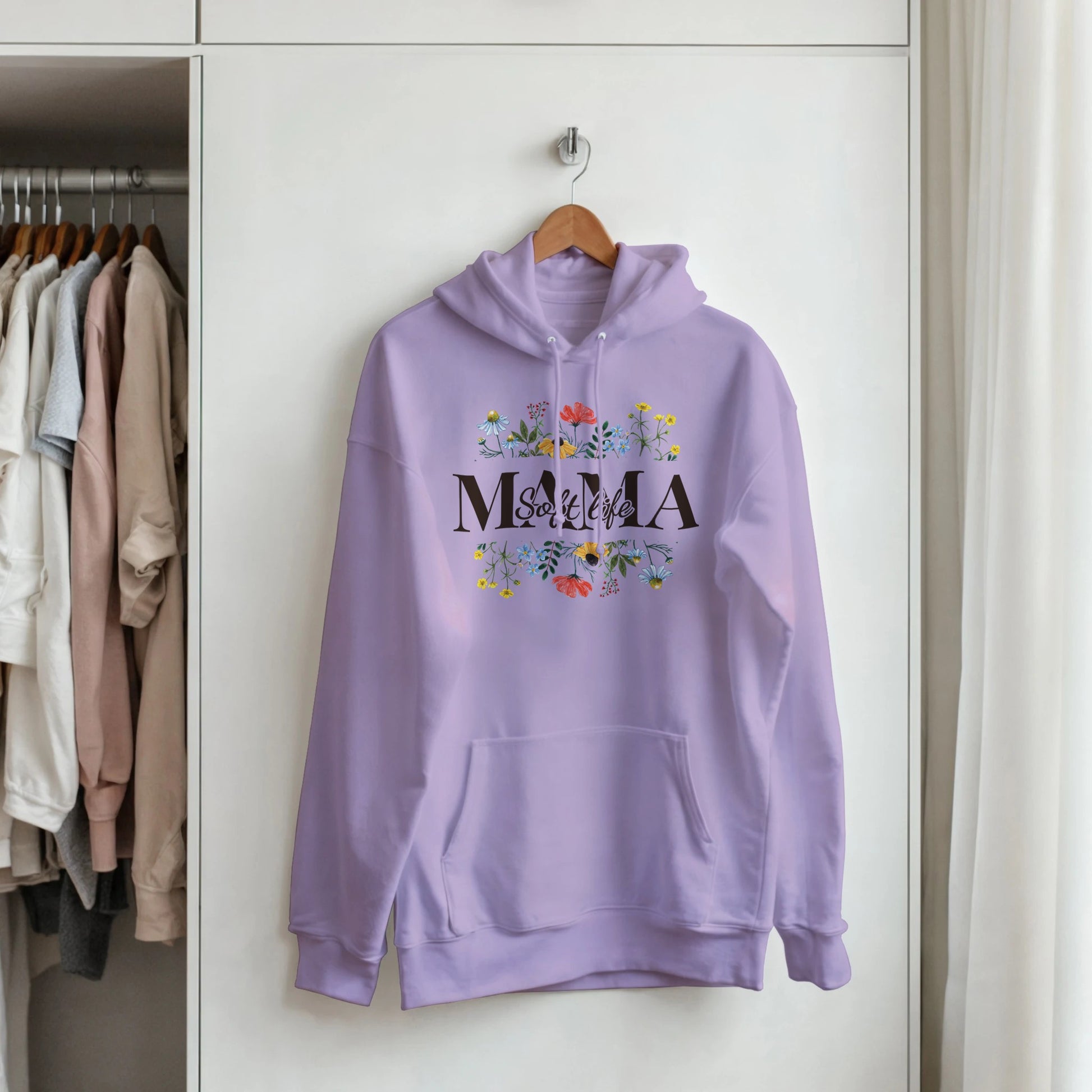 "Soft Life Mama" Wildflower Hoodie - Botanical Spring Mom Gift - Zoia Books