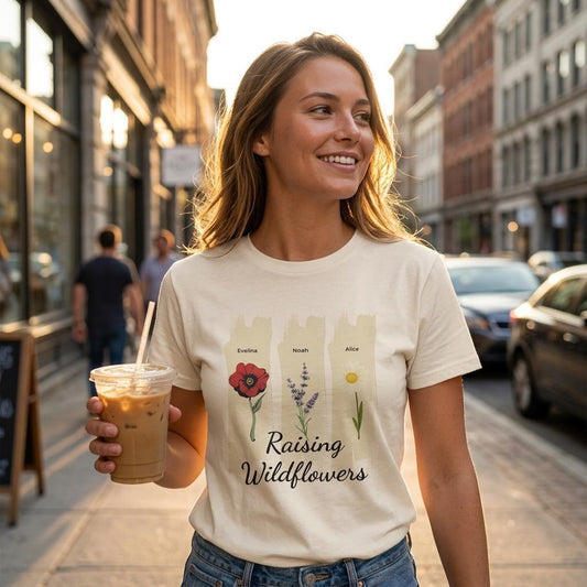 "Raising Wildflowers" Botanical T-Shirt - Wildflower Mom Gift - Zoia Books