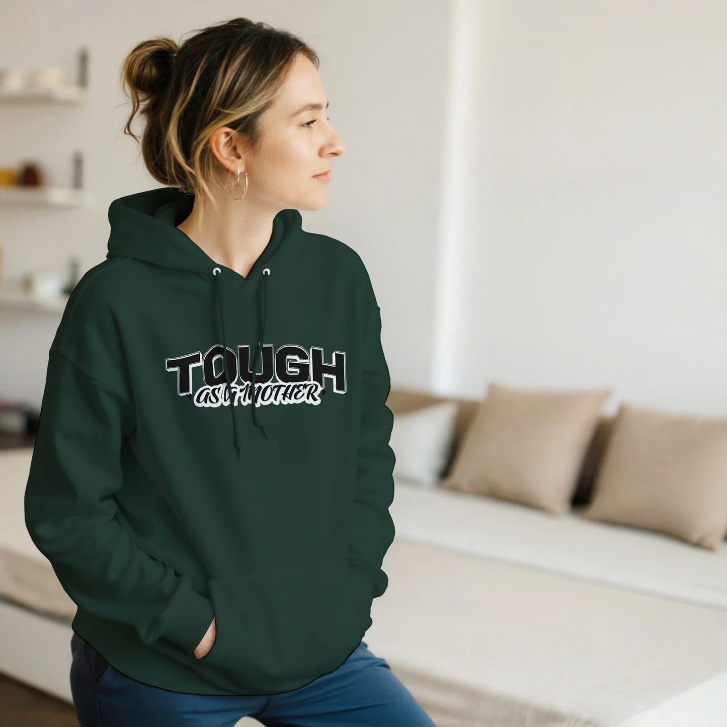 "Tough as a Mother" Empowerment Hoodie - Vintage Collegiate - Zoia Books