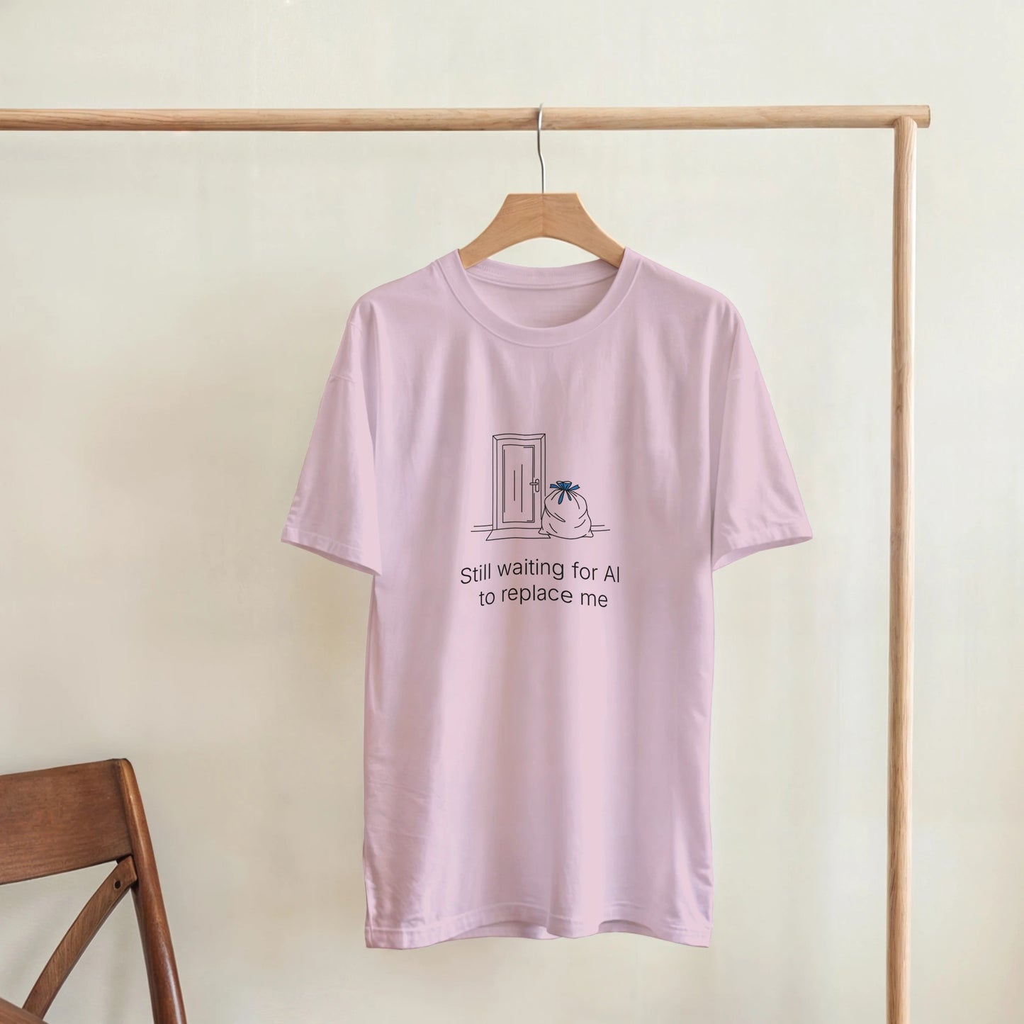 Still Waiting for AI to Replace Me T-Shirt - Trash Edition - Zoia Books