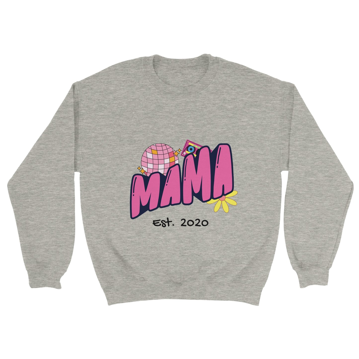 Personalized Mama Est. Sweatshirt - Custom Year, Retro 70s - Zoia Books
