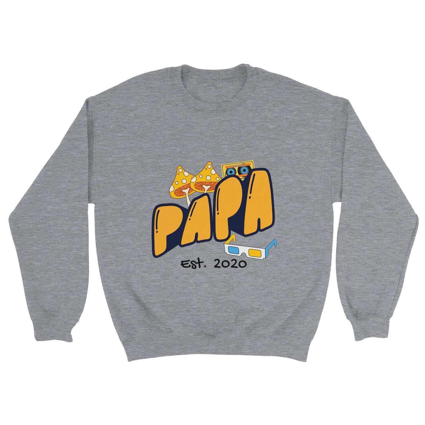 Personalized Papa Est. Sweatshirt - Custom Year, Retro 70s - Zoia Books