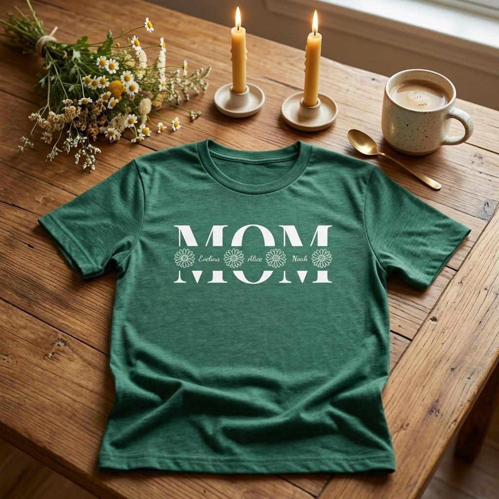 Personalized MOM T-Shirt with Kids Names - Custom Mom Tee - Zoia Books