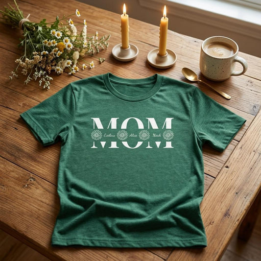Personalized MOM T-Shirt with Kids Names - Custom Mom Tee - Zoia Books