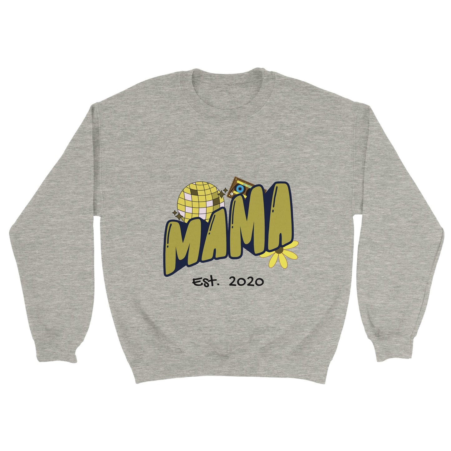 Personalized Mama Est. Sweatshirt - Custom Year, Retro 70s - Zoia Books