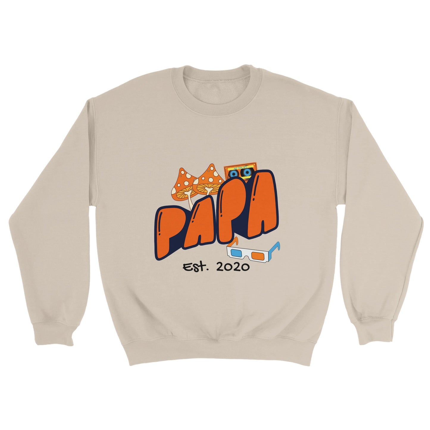 Personalized Papa Est. Sweatshirt - Custom Year, Retro 70s - Zoia Books