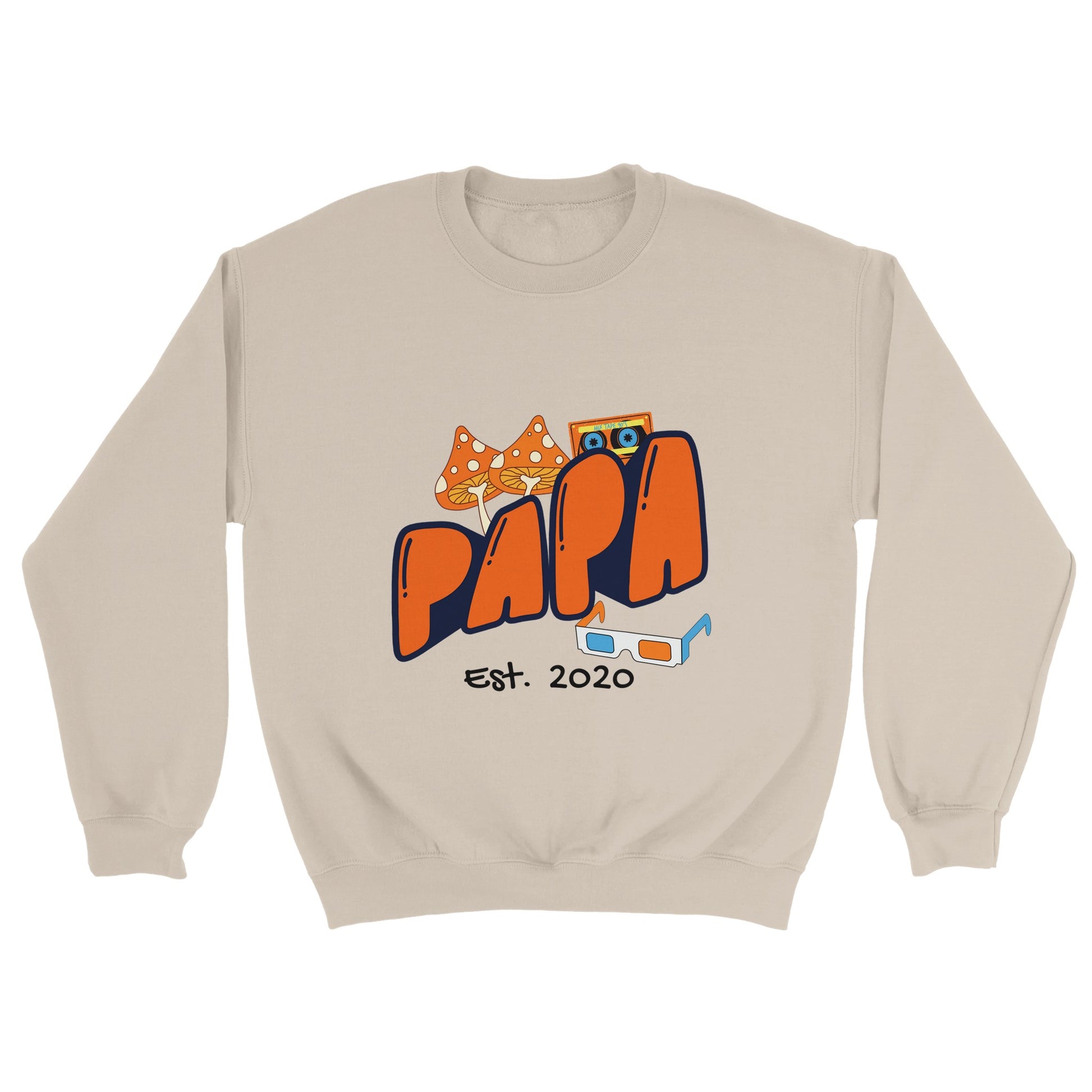 Personalized Papa Est. Sweatshirt - Custom Year, Retro 70s - Zoia Books