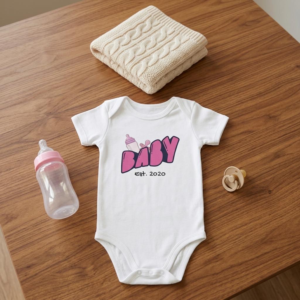 Personalized Mini Est. Baby Bodysuit — Custom Year, Retro 70s - Zoia Books