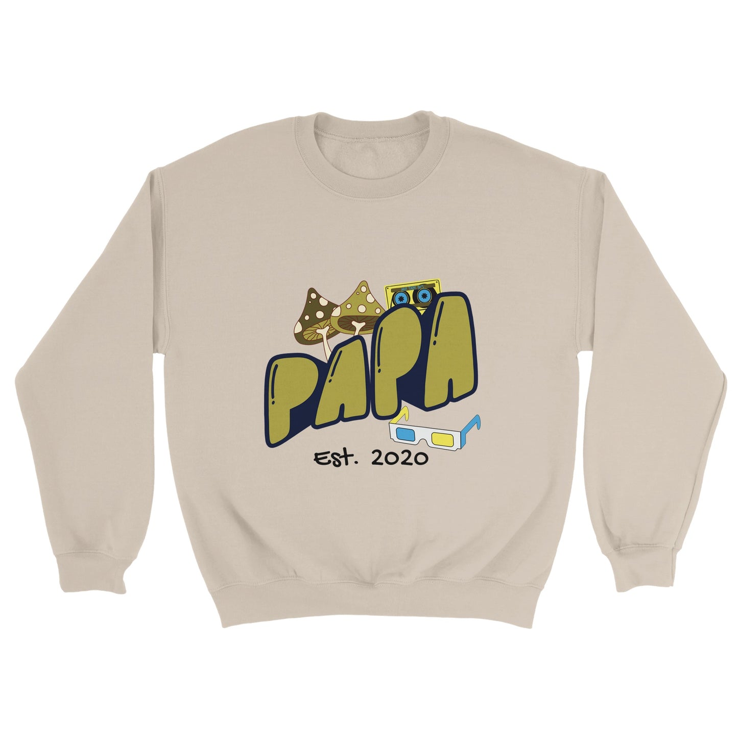 Personalized Papa Est. Sweatshirt - Custom Year, Retro 70s - Zoia Books