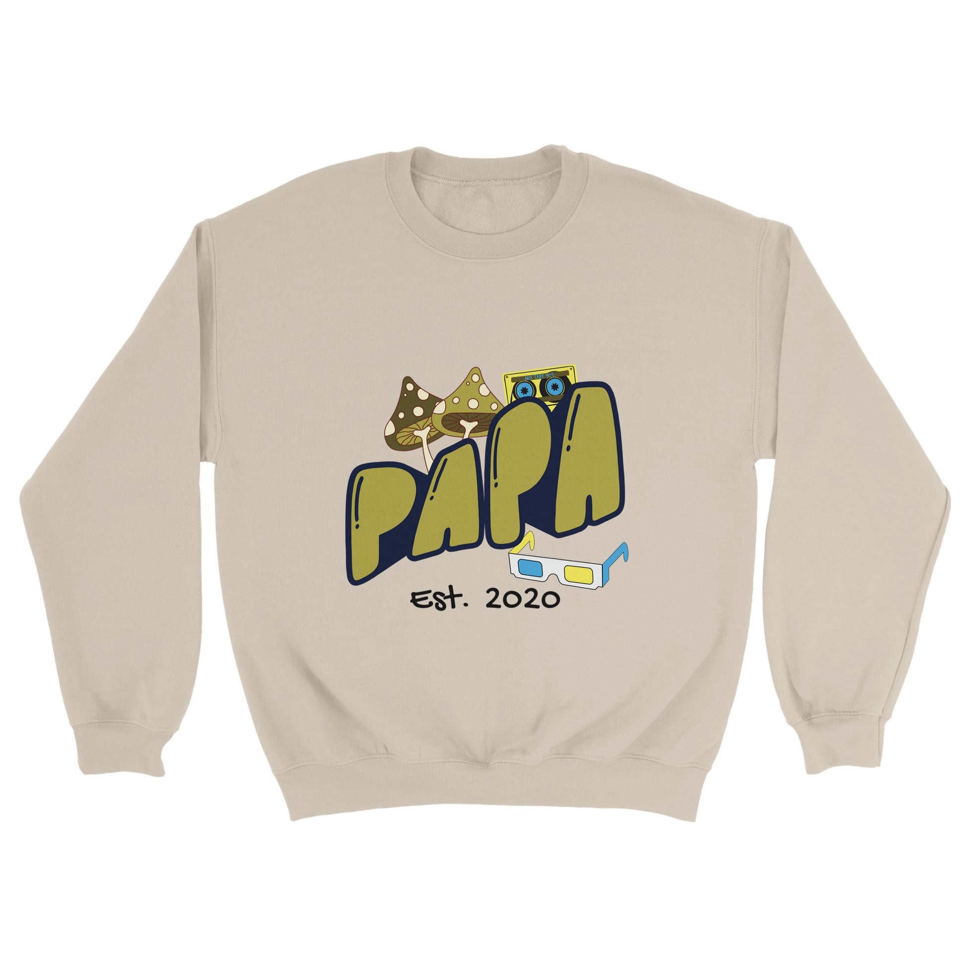Personalized Papa Est. Sweatshirt - Custom Year, Retro 70s - Zoia Books