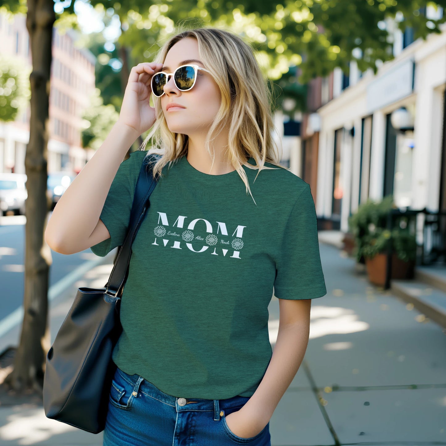 Personalized MOM T-Shirt with Kids Names - Custom Mom Tee - Zoia Books