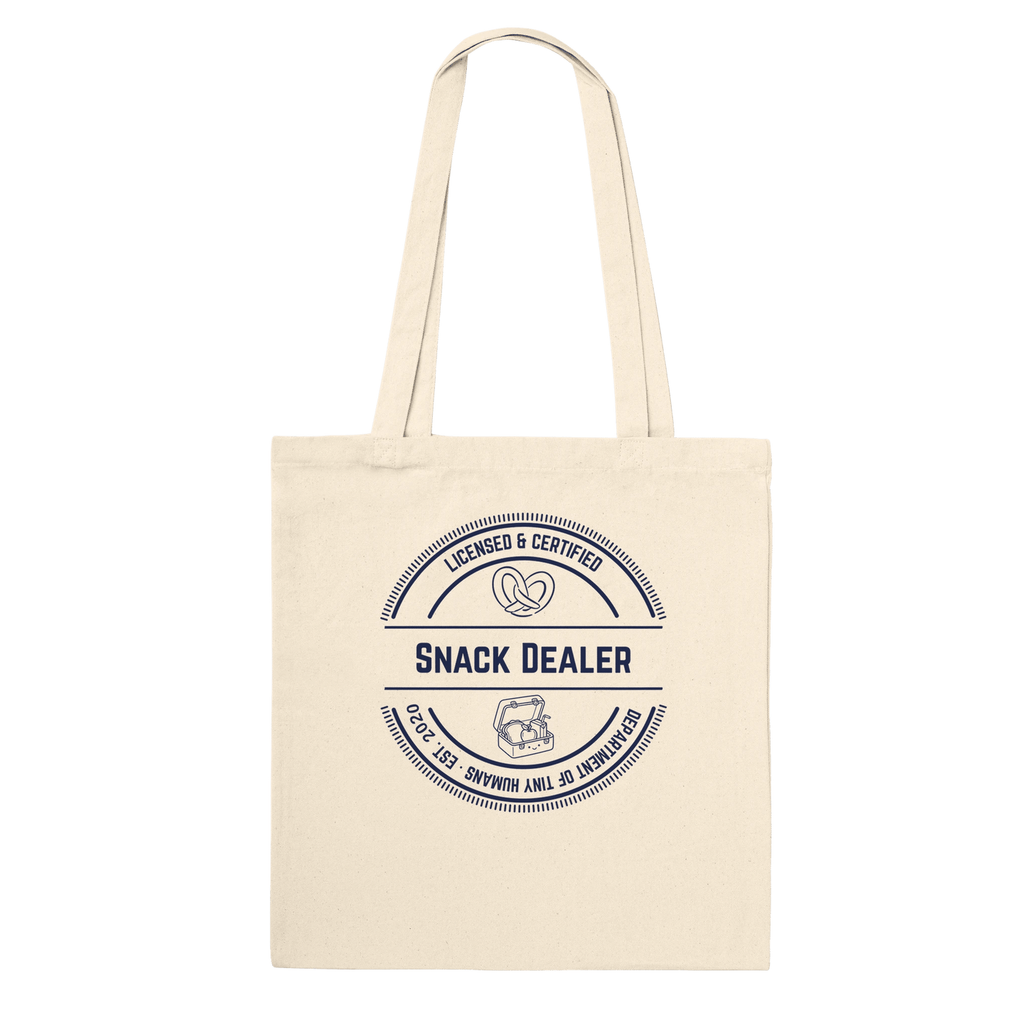 "Snack Dealer" Retro Badge Canvas Tote Bag - Personalized - Zoia Books