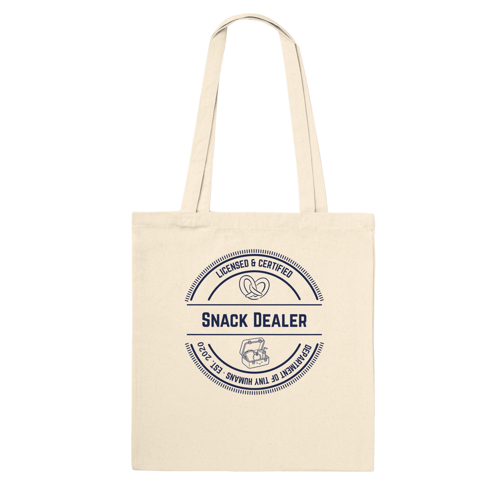 "Snack Dealer" Retro Badge Canvas Tote Bag - Personalized - Zoia Books
