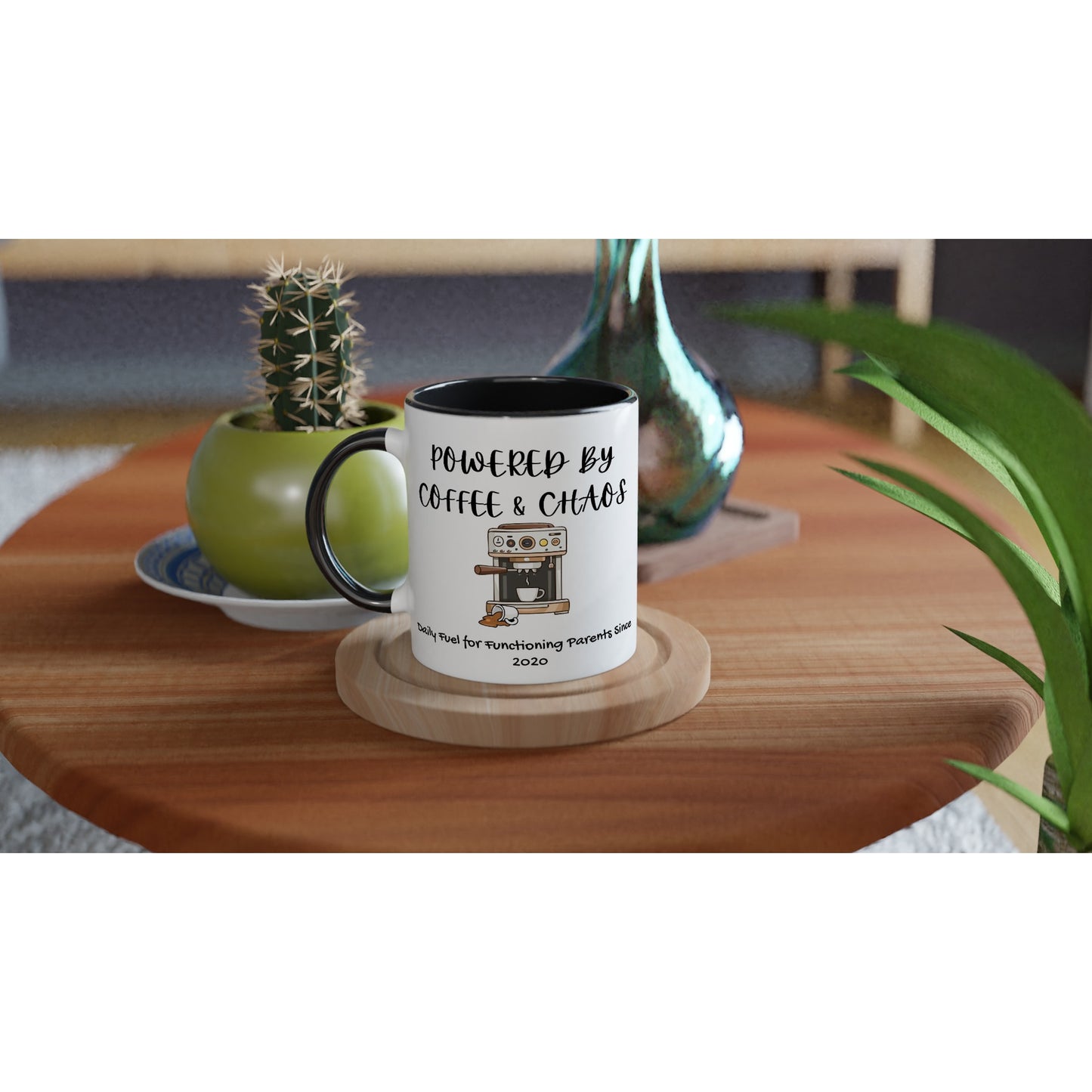 "Powered by Coffee & Chaos" Retro Ceramic Mug - 11oz - Zoia Books