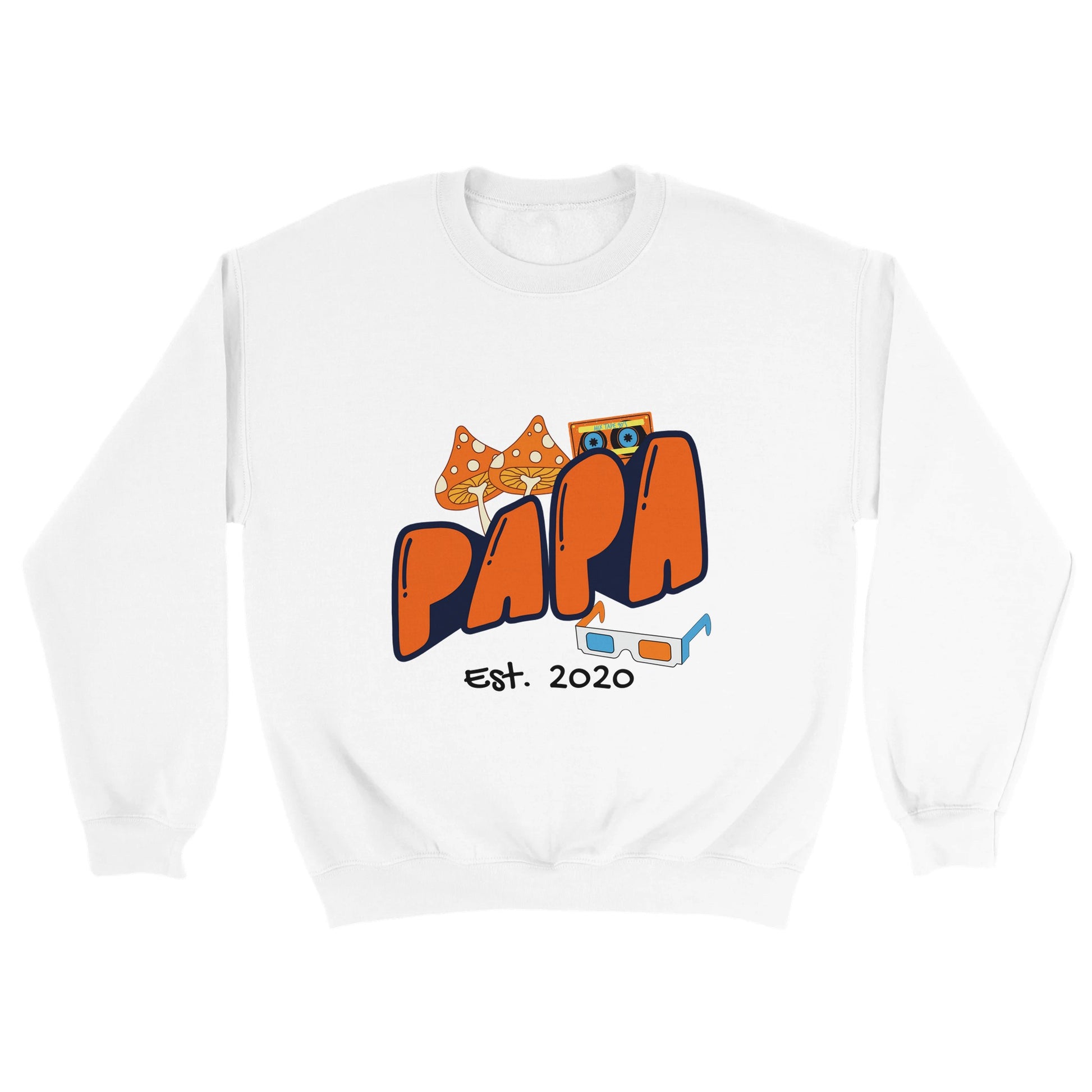 Personalized Papa Est. Sweatshirt - Custom Year, Retro 70s - Zoia Books
