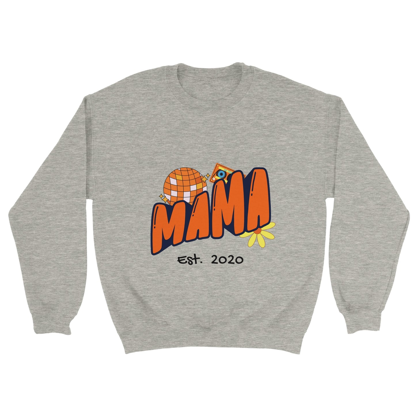 Personalized Mama Est. Sweatshirt - Custom Year, Retro 70s - Zoia Books