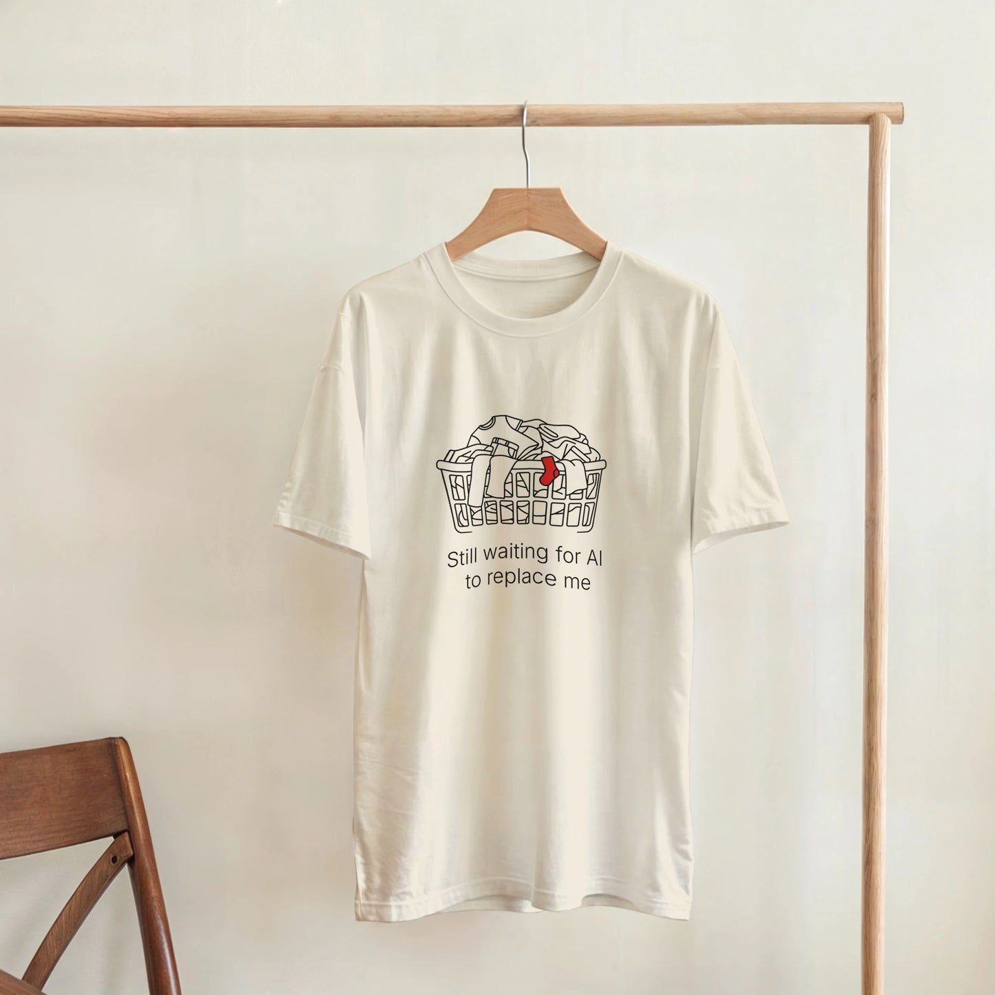 Still Waiting for AI to Replace Me T-Shirt - Laundry Edition - Zoia Books