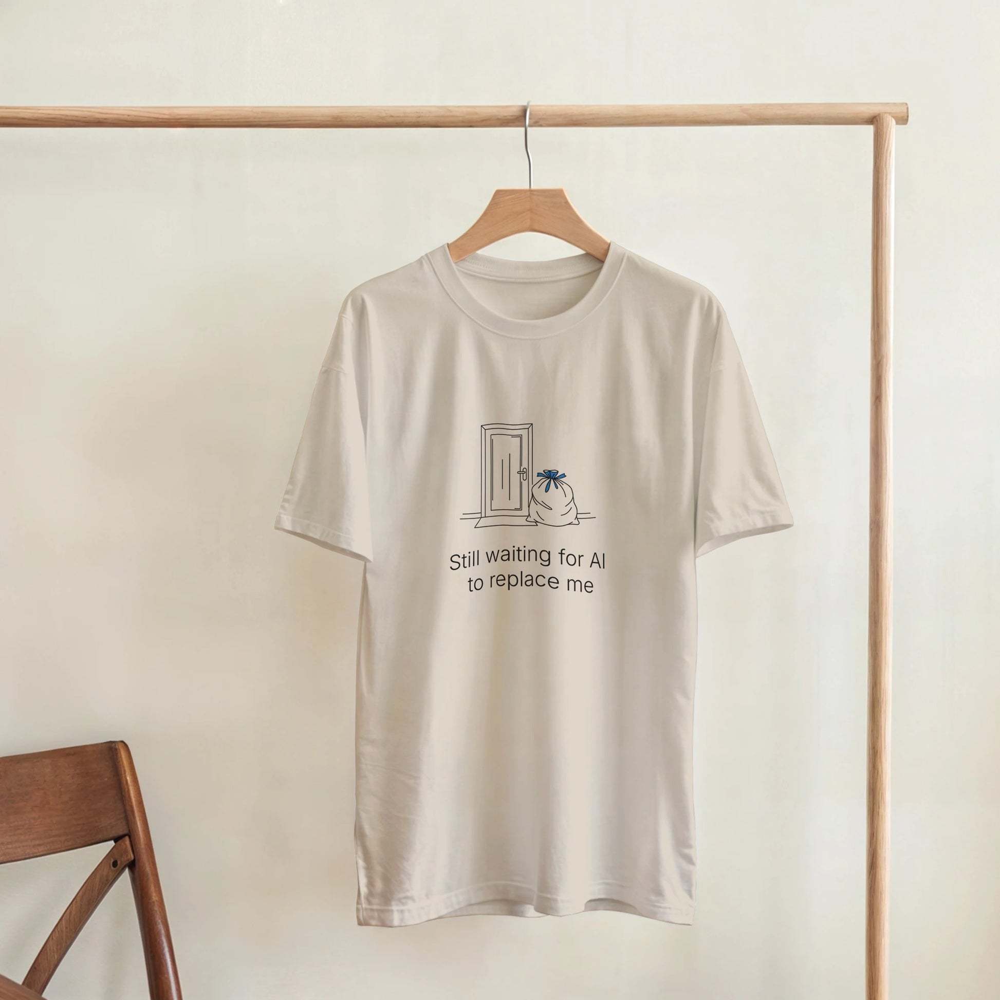 Still Waiting for AI to Replace Me T-Shirt - Trash Edition - Zoia Books
