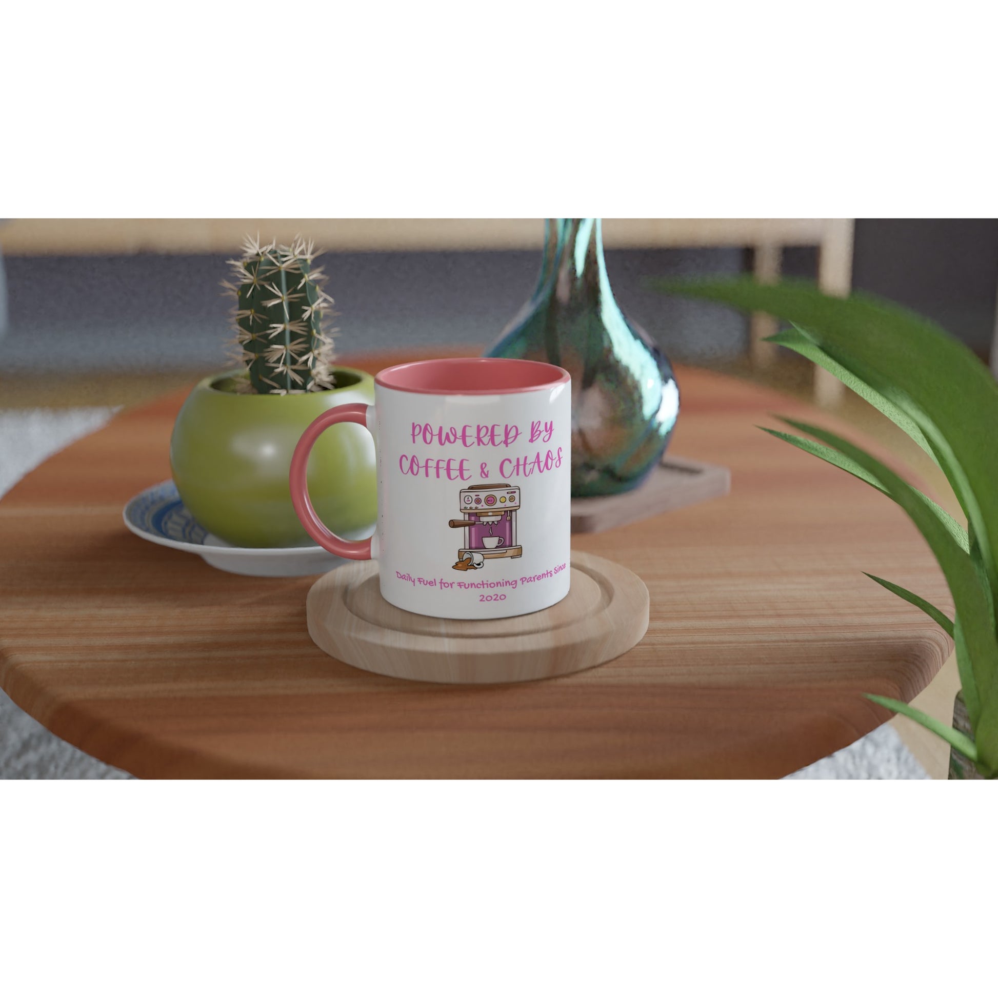 "Powered by Coffee & Chaos" Retro Ceramic Mug - 11oz - Zoia Books