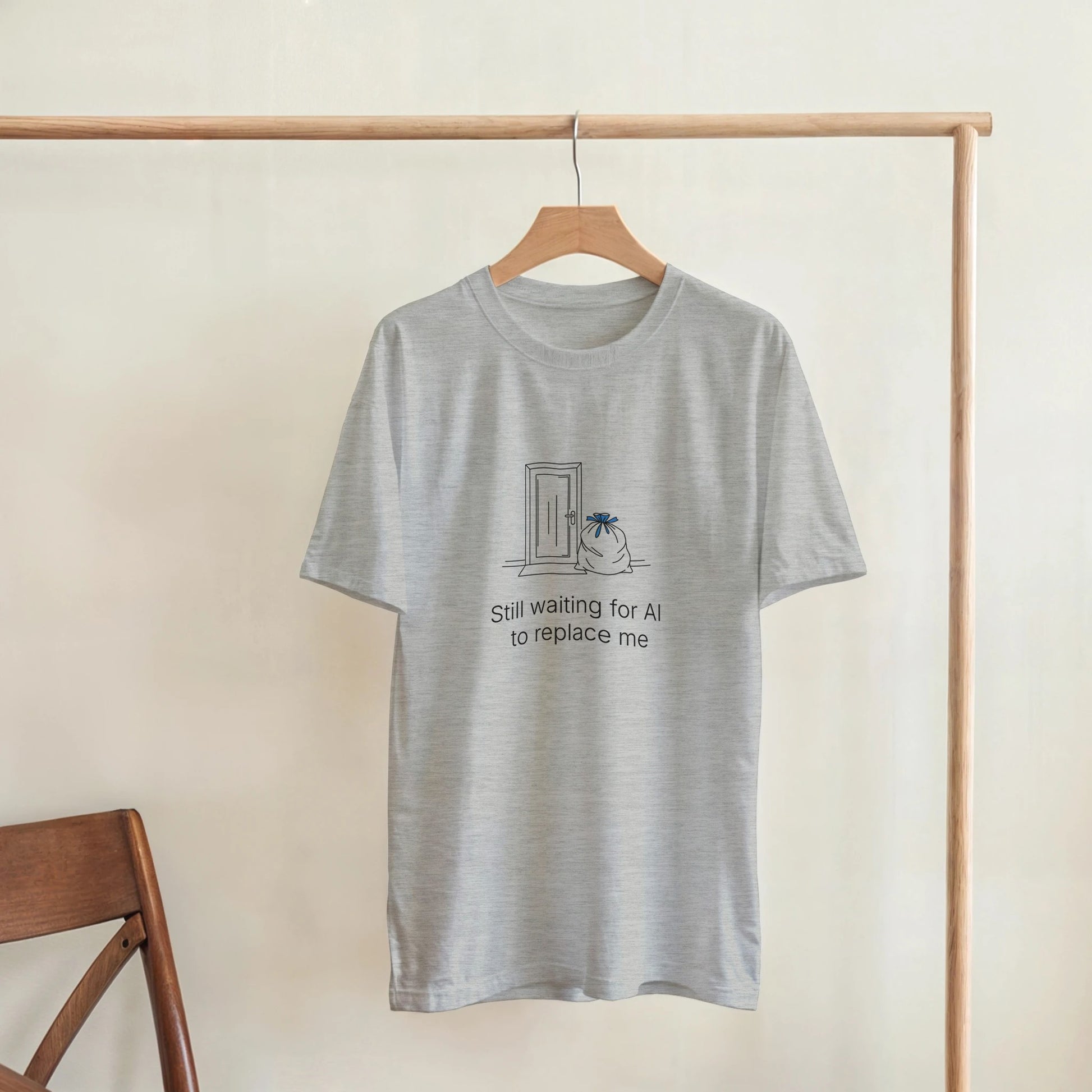 Still Waiting for AI to Replace Me T-Shirt - Trash Edition - Zoia Books