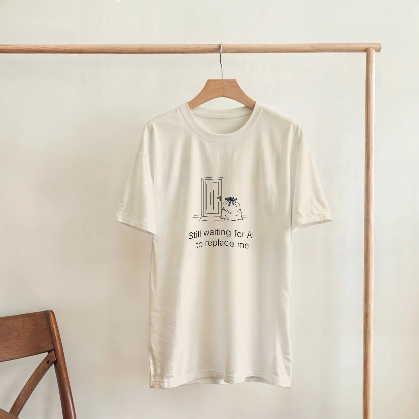 Still Waiting for AI to Replace Me T-Shirt - Trash Edition - Zoia Books