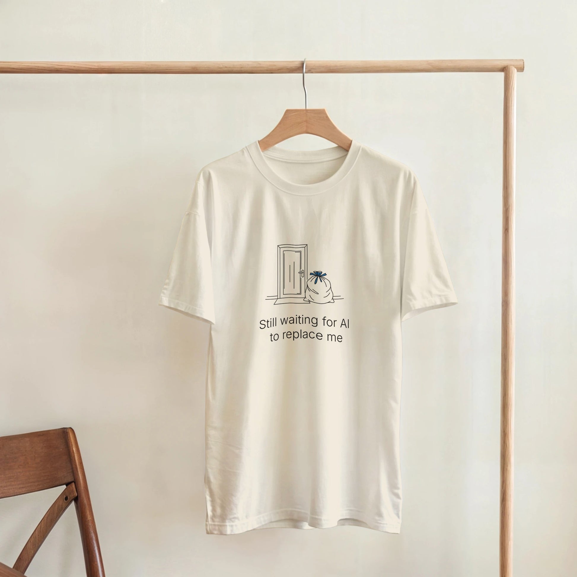 Still Waiting for AI to Replace Me T-Shirt - Trash Edition - Zoia Books