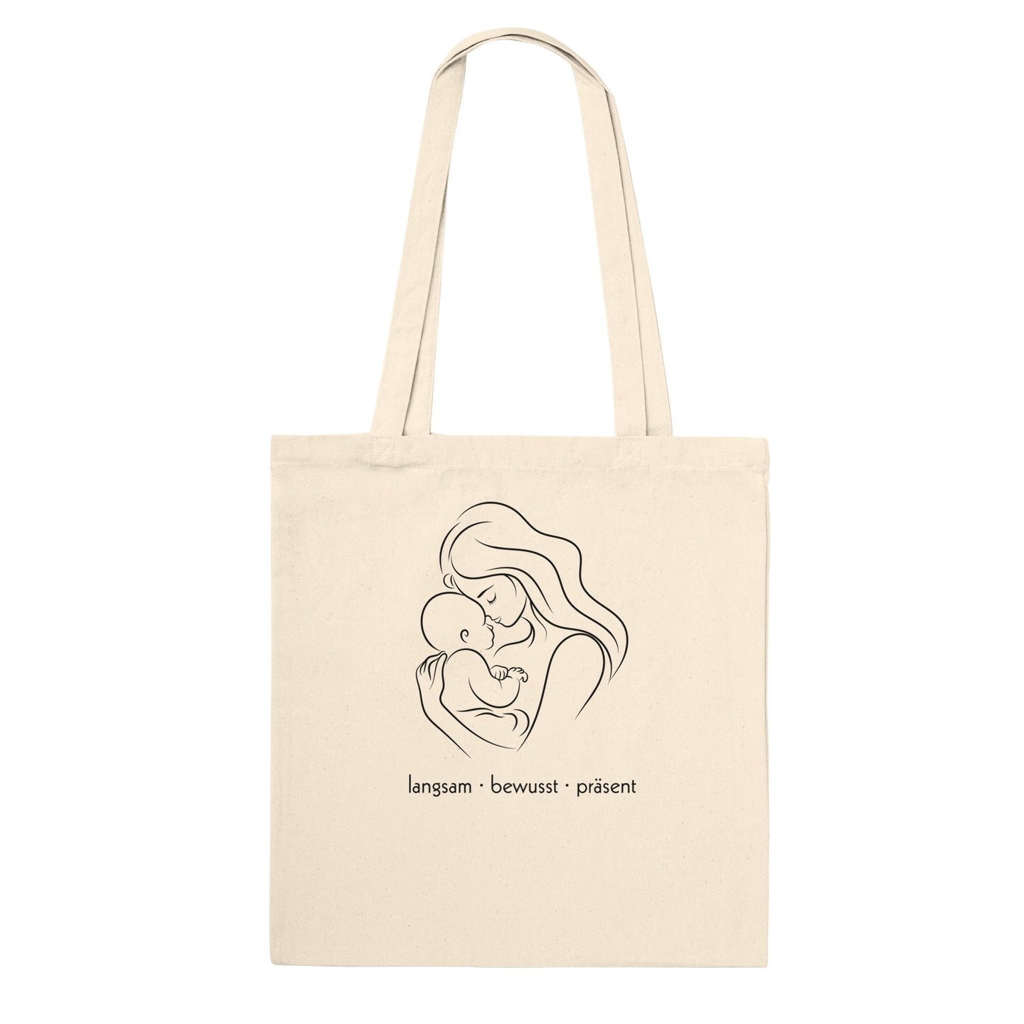 "Slow Mama" Organic Cotton Tote - Minimalist Line Art Design - Zoia Books