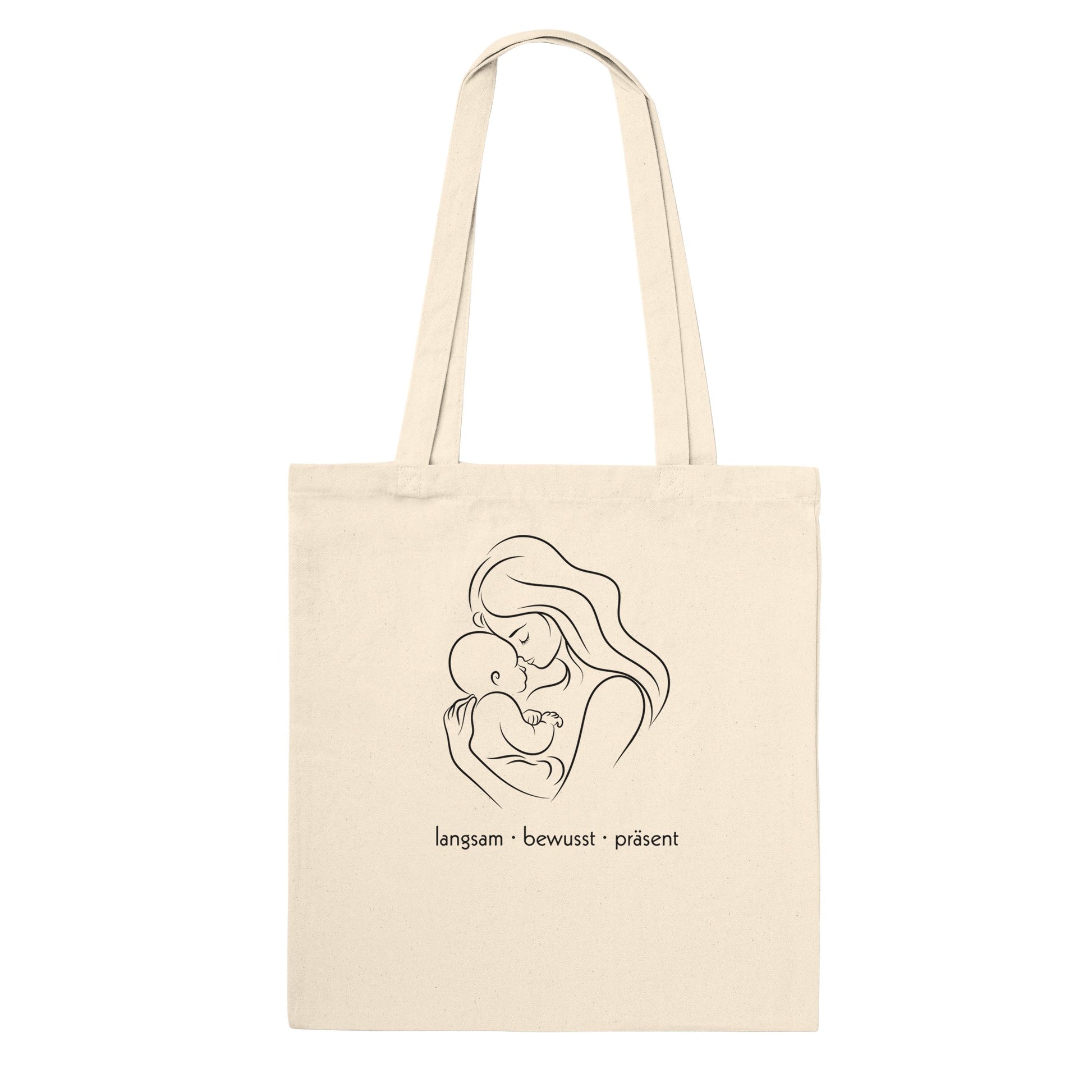 "Slow Mama" Organic Cotton Tote - Minimalist Line Art Design - Zoia Books